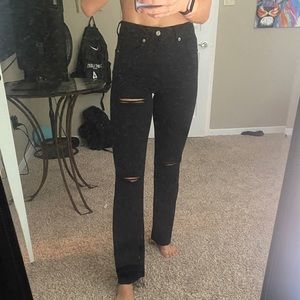 Express ripped black bootcut jeans size 2 long (never worn)